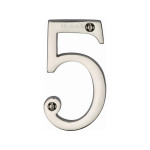 M Marcus Heritage Brass Numeral 5 - Face Fix 76mm Slimline font
